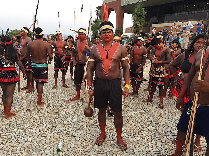 Cacique Jakurere, da etnia Gavião, durante os Jogos Indígenas de 2015