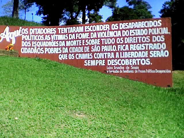 Memorial aos desaparecidos políticos criado em 1993 pelo então governo de Luiza Erundina e Comissão de Familiares de Presos Políticos