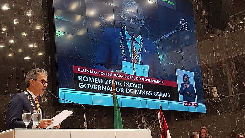 O empresário Romeu Zema (Novo) toma posse como governador de Minas Gerais