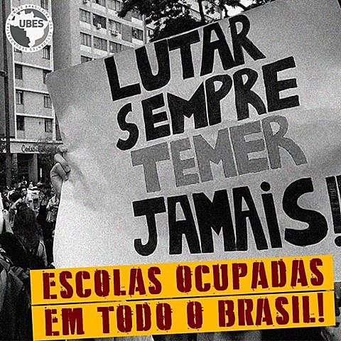 Cartaz de divulgação da UBES das ocupações das escolas por secundaristas