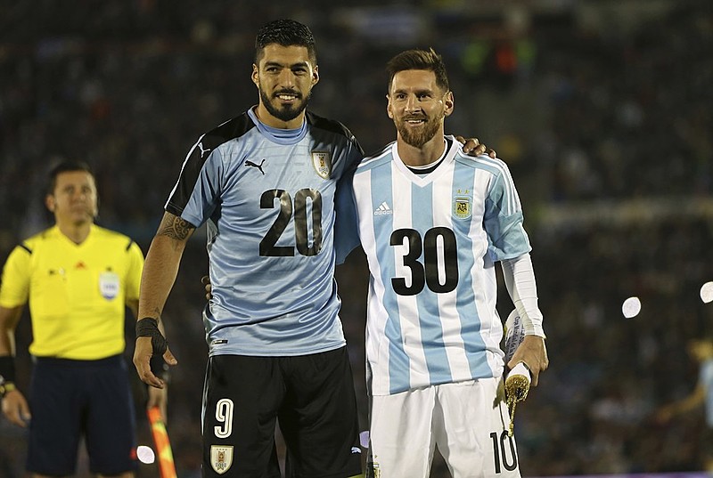 Os jogadores Lionel Messi, da Argentina, e Luis Suárez, do Uruguai, foram escolhidos como garotos-propaganda da candidatura sul-americana