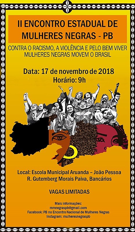 Card de divulgação do II Encontro Estadual de Mulheres Negras na Paraíba