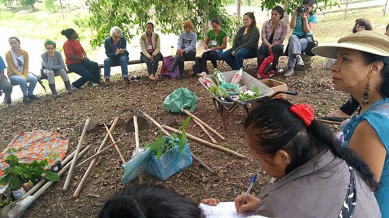 Roda de conversa de acolhida e preparação para mutirão de plantio do curso de Formação em Economia Feminista e Solidária