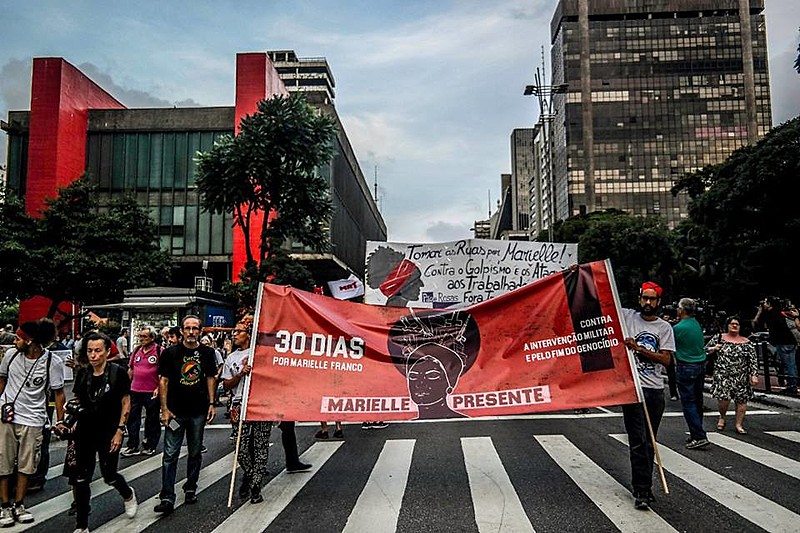 Marcha de Luta por Marielle Franco na avenida Paulista reuniu centenas de manifestantes em abril