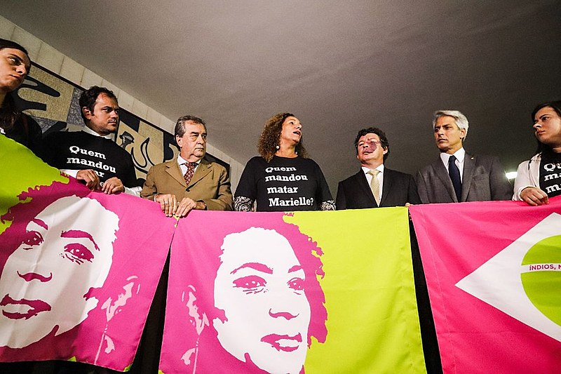 Deputados federais durante ato pelo esclarecimento do assassinato de Marielle Franco (PSOL)
