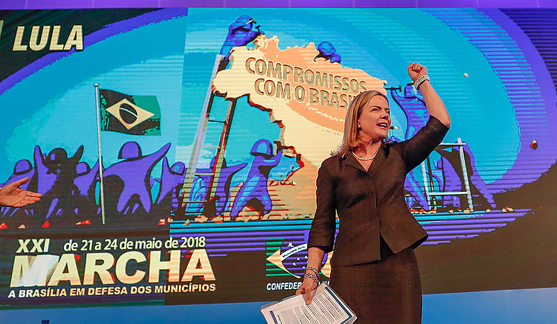 A presidenta nacional do PT, Gleisi Hoffmann