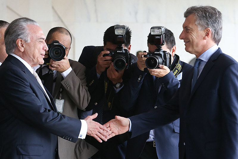 Presidentes Michel Temer e Maurício Macri, da Argentina, durante almoço oferecido ao presidente argentino, no Palácio Itamaraty