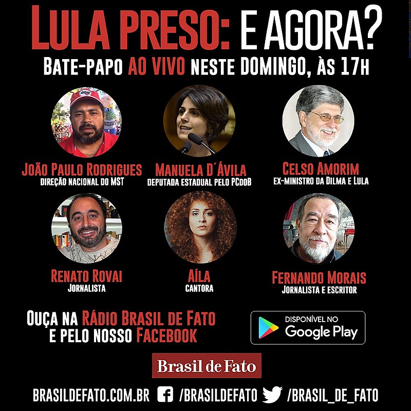 Programação do debate realizado pela Rádio Brasil de Fato neste  domingo (08)