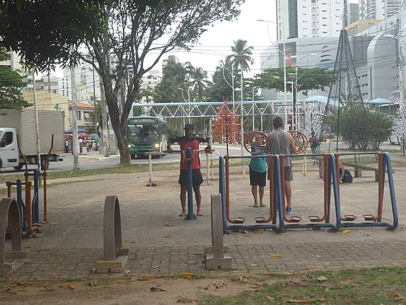 Os aparelhos dispostos nas praças permitem realizar exercícios que ajudam no condicionamento físico e na boa forma.