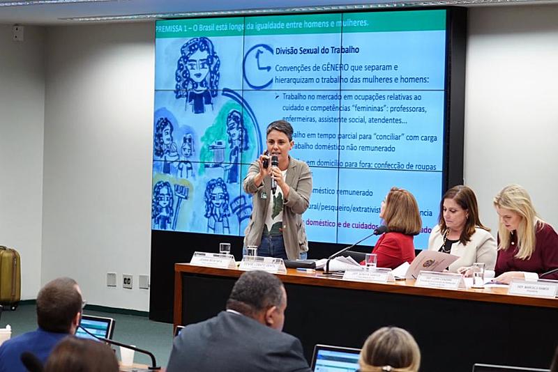 A pesquisadora Joana Mostafá durante a audiência