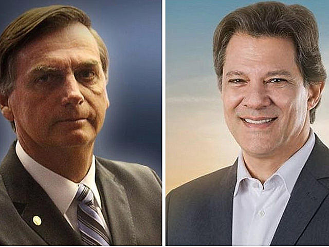Far-right Jair Bolsonaro (left) and left-wing presidential hopeful Fernando Haddad will battle in runoff vote on Oct. 28