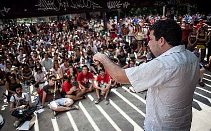 O coordenador Nacional do MTST, Guilherme Boulos, participou da aula.