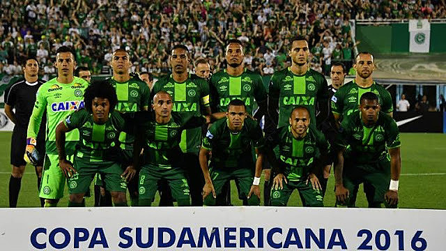 Equipe da Chapecoense que disputava a Copa Sulamericana