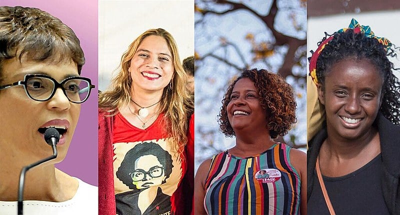 Da esquerda para direita: Marília Campos, Beatriz Cerqueira e Leninha, do PT, e Andréia de Jesus, do Psol