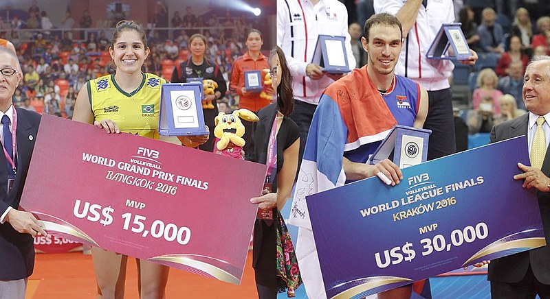 Destaque no vôlei ao lado de jogador sérvio, Natália Pereira recebeu apenas metade de prêmio oferecido ao atleta