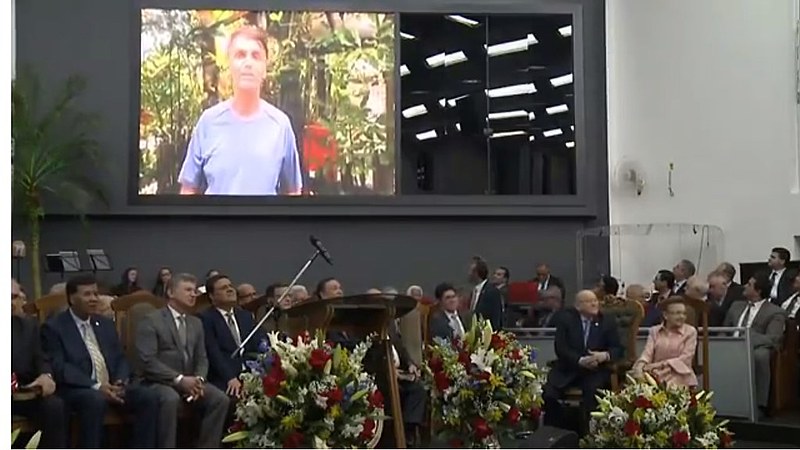 Vídeo de Bolsonaro fazendo campanha divulgado em igreja evangélica