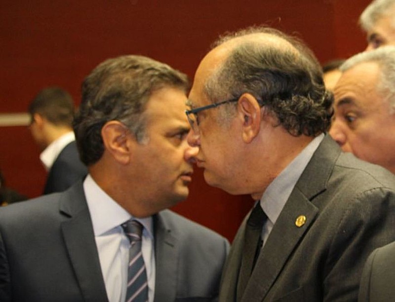 Senador tucano Aécio Neves e o ministro do STF Gilmar Mendes