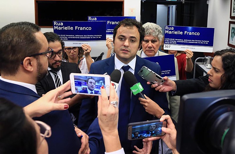 Coletiva de imprensa da comissão legislativa do caso Marielle Franco, na Câmara dos Deputados