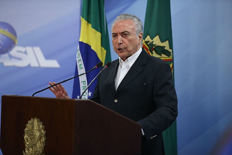 Presidente golpista Michel Temer em pronunciamento oficial no último sábado (20)