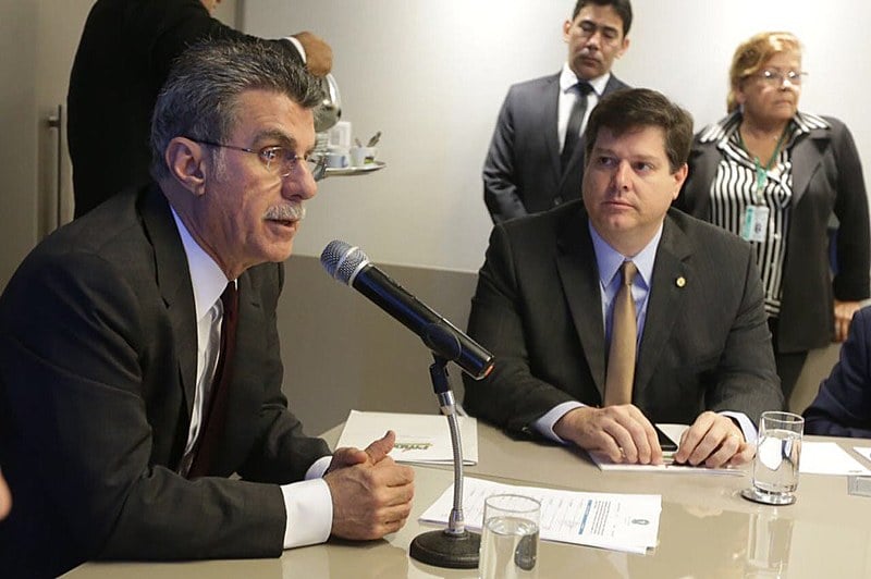 O presidente da legenda, senador Romero Jucá, em reunião executiva do partido nesta quarta (12)