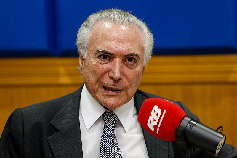 O presidente golpista Michel Temer durante entrevista ao Programa Jornal Gente da Rádio Bandeirantes.