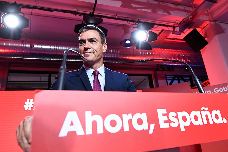 Líder do PSOE e primeiro-ministro interino da Espanha, Pedro Sánchez