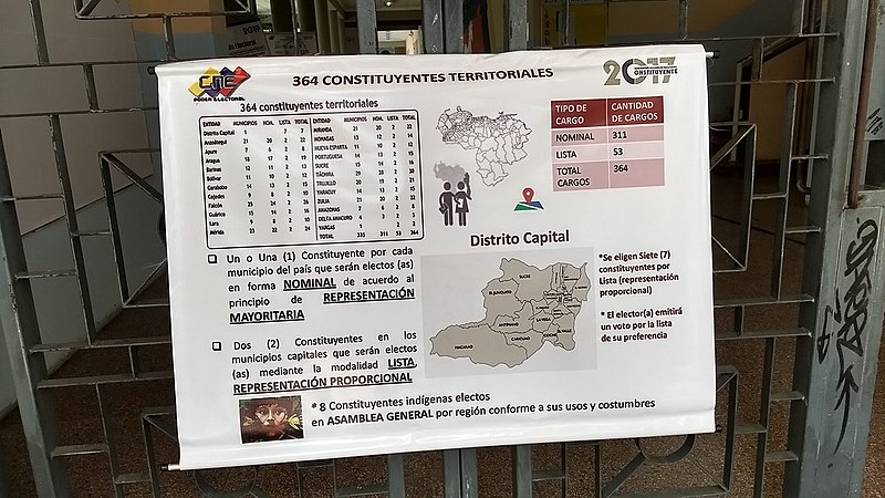 Mapa com estados da Venezuela, durante simulação da Assembleia Constituinte, em julho deste ano