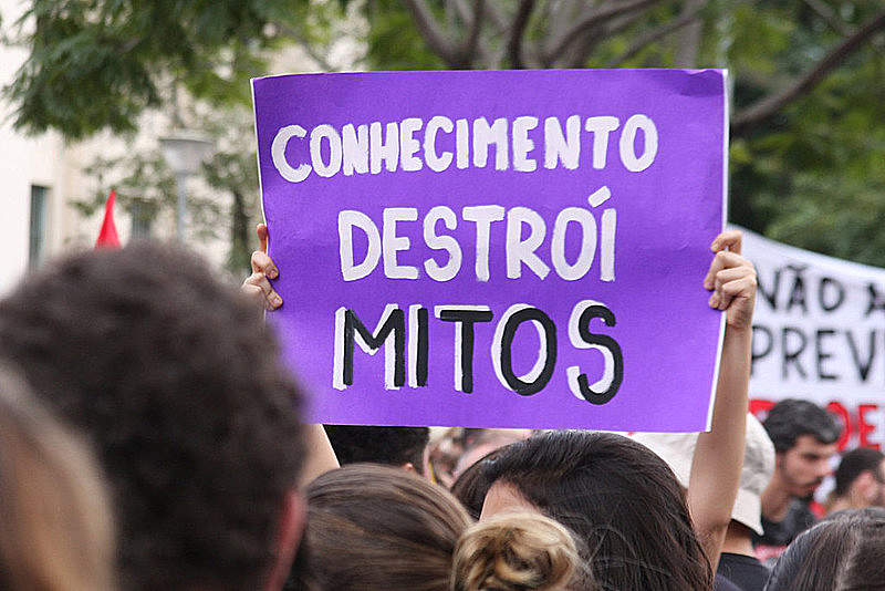 cartaz em manifestação, professores, ,luta
