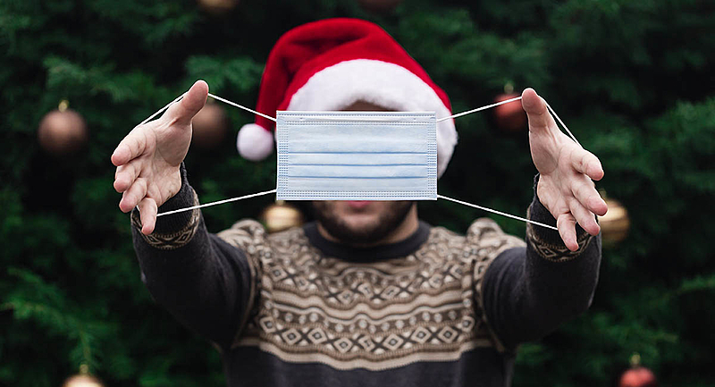 máscara, homem, natal, covid