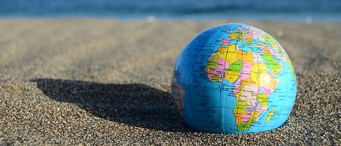 globo terrestre, areia