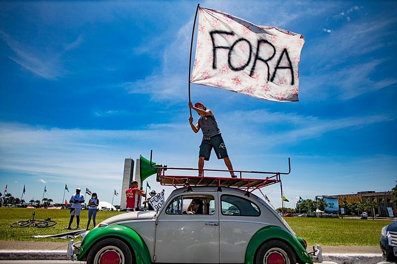 Carreata pró-impeachment de Bolsonaro em janeiro deste ano, em Brasilia (DF)