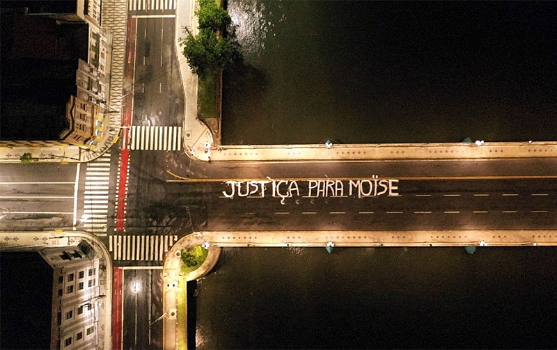 Protesto em Recife pelo crime brutal que vitimou Moïse Kabagambe, organizado pelo Levante Popular da Juventude e pelo MST