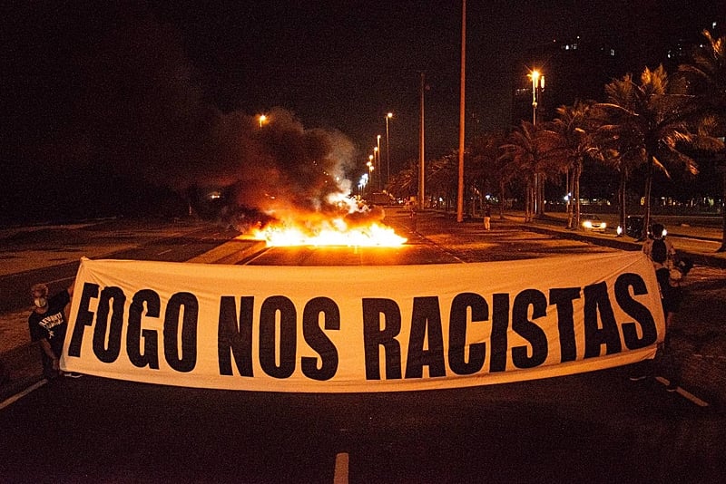 No RJ, ato organizado pelo Levante Popular da Juventude em protesto ao assassinato brutal de Moïse Kabagambe