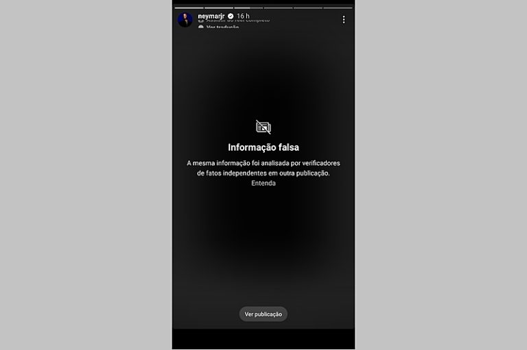 Neymar compartilha vídeo com informação falsa e Instagram notifica seguidores do jogador
