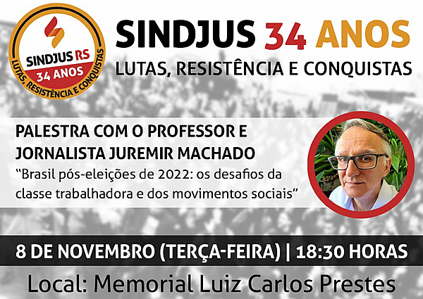 Sindicato dos Servidores da Justiça do RS completa 34 anos nesta terça-feira (8)