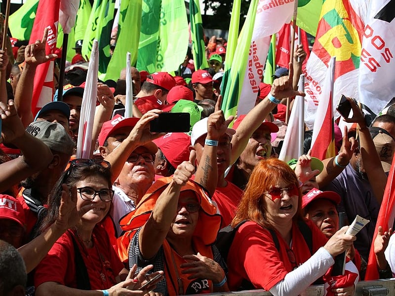 Ato unificado das centrais sindicais em comemoração ao 1º de Maio, no Vale do Anhangabaú, em São Paulo