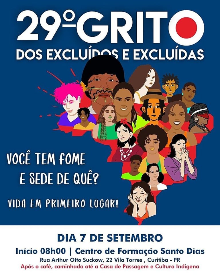 Em Curitiba, 29º Grito dos Excluídos/as de Curitiba realiza caminhada no dia 7 de setembro