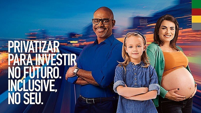 Detalhe da peça publicitária do governo de Eduardo Leite (PSDB) em defesa da privatização