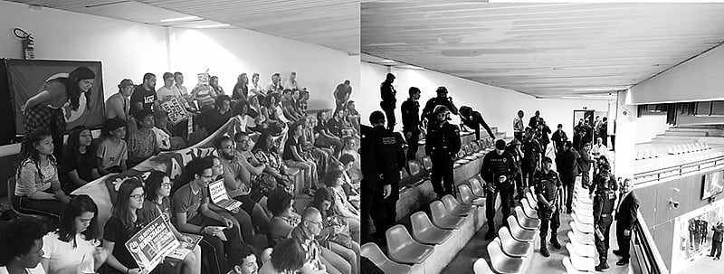A pedido da presidenta da casa, cidadãos que acompanhavam debate foram retirados de forma agressiva