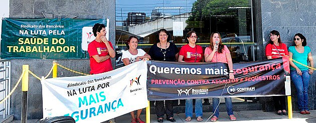 Protesto contra a insegurança nas agências realizado em Recife