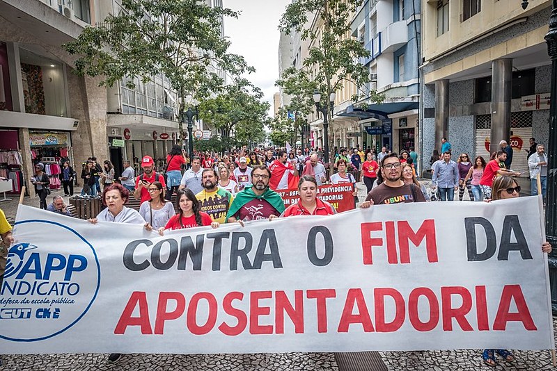 Ato contra a reforma da Previdência em Curitiba, em 2018