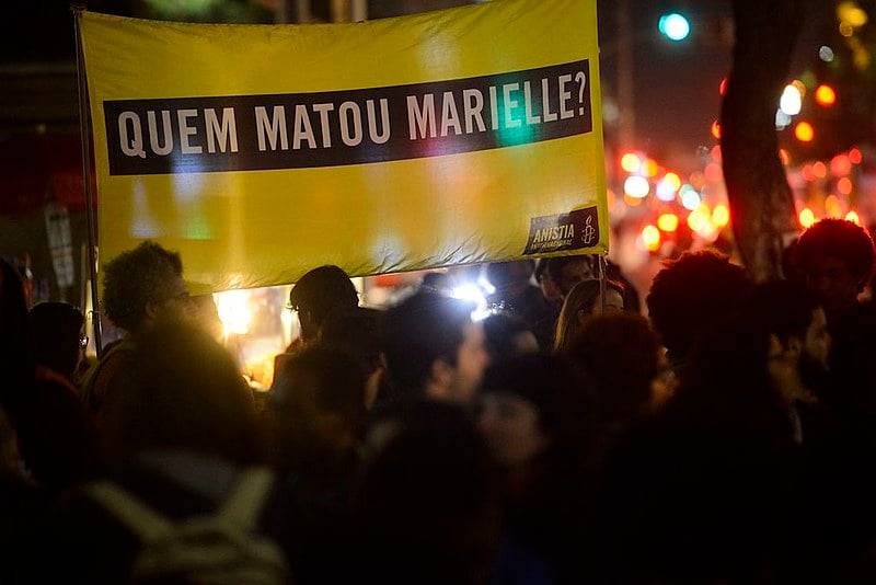Ato da Anistia Internacional enfatiza a ausência de resultados na investigação do caso Marielle