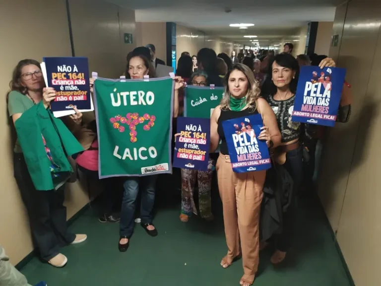 Brazilian women protest against a new proposal to end legal abortion