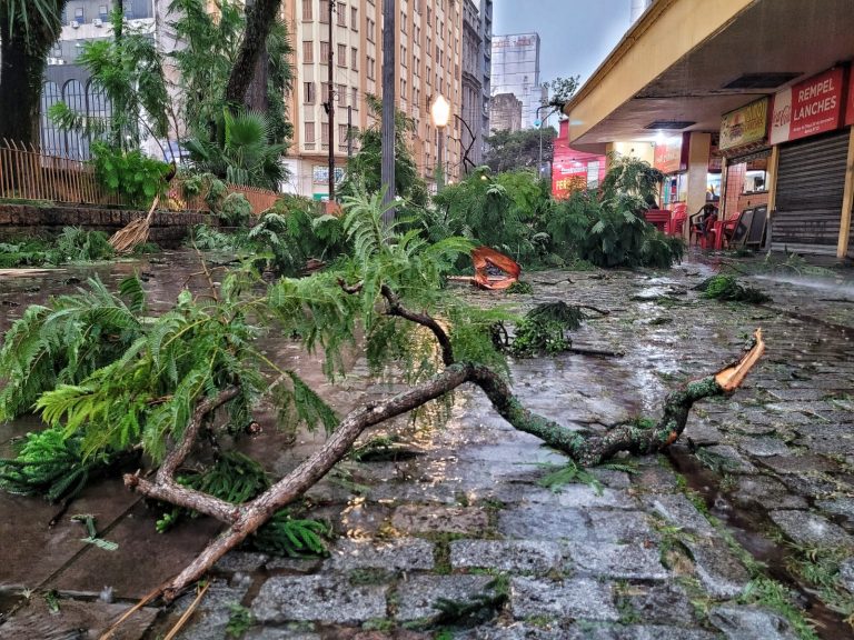 Região metropolitana de Porto Alegre sofre com temporal, alagamentos e rajadas de vento