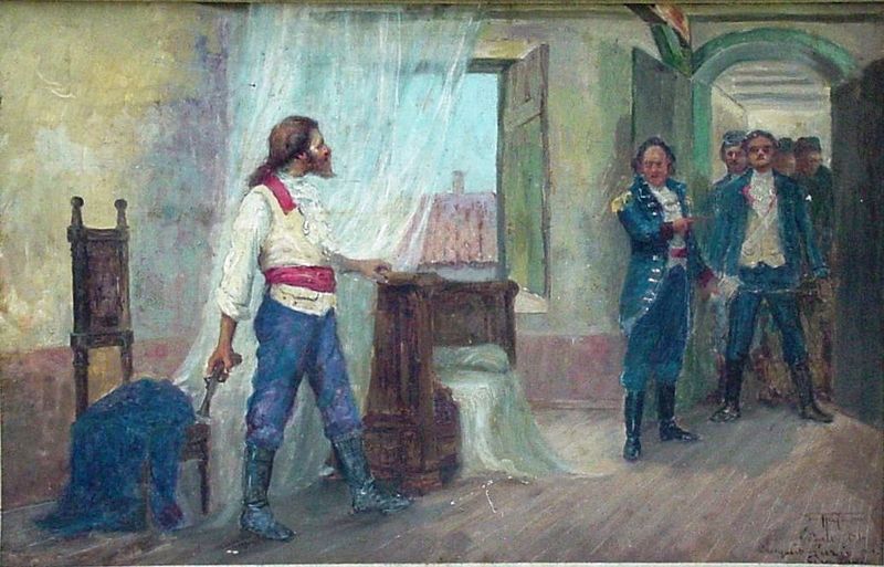 Pintura de Antônio Parreiras sobre o momento em que Tiradentes foi preso