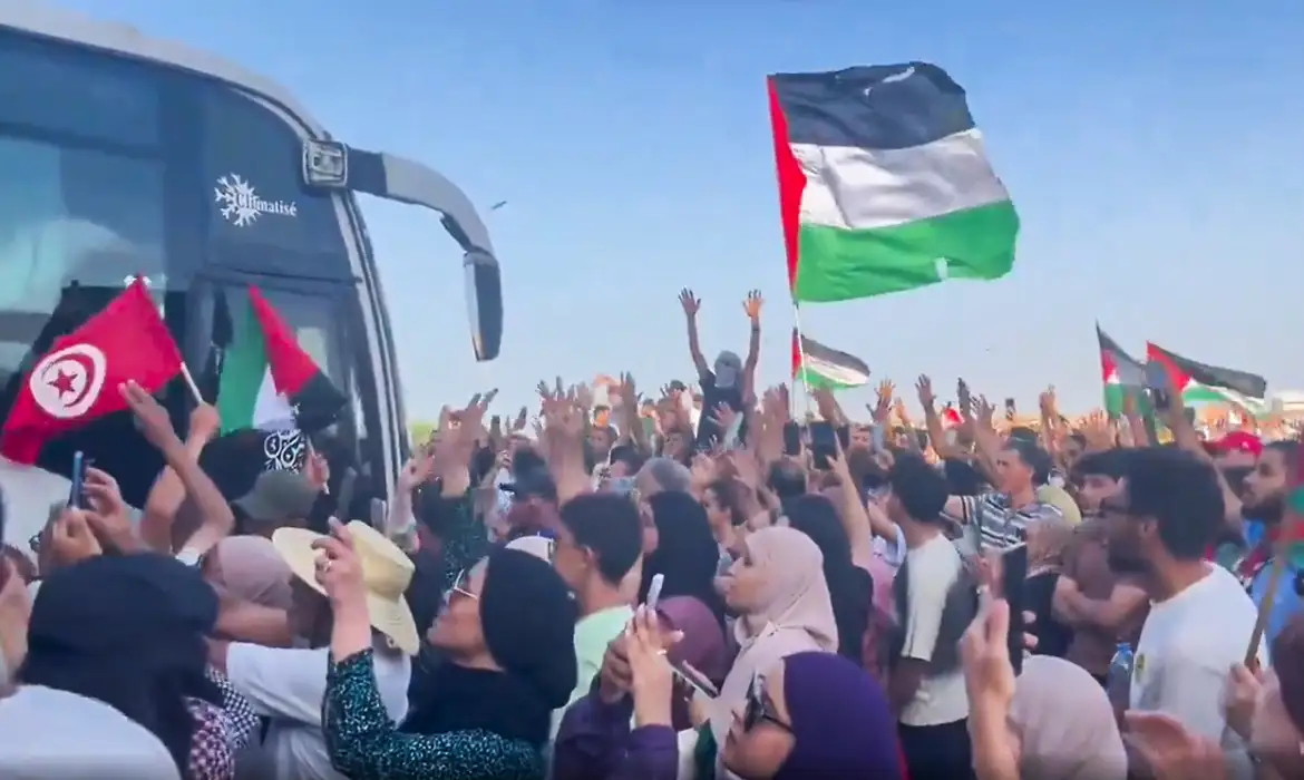Marcha Global para Gaza, em Cairo, no Egito