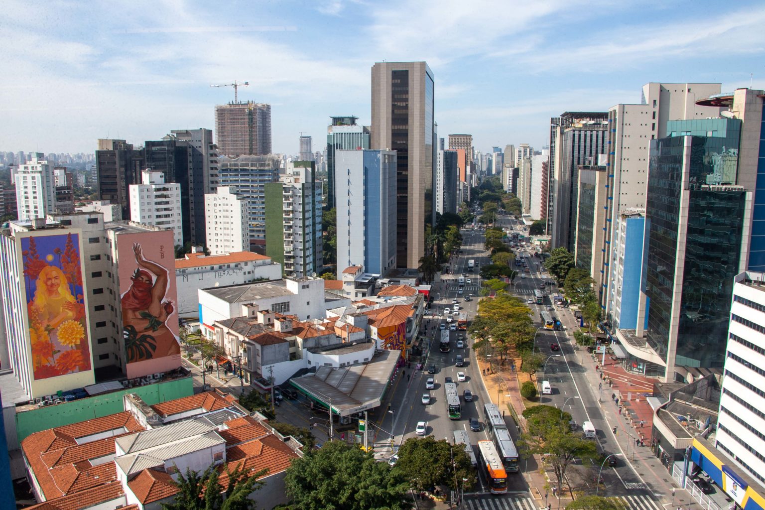 Vista aérea de Pinheiros, SP. Avenida Brigadeiro Faria Lima e rua dos Pinheiros.