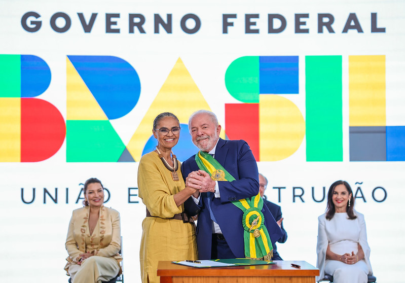 residente da República, Luiz Inácio Lula da Silva, durante posse de Marina Silva como Ministra de Estado do Meio Ambiente e Mudança do Clima