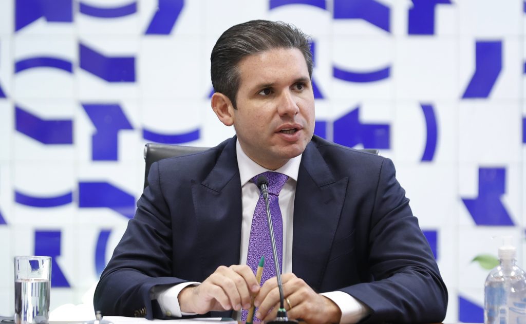 Presidente da Câmara dos Deputados, Hugo Motta, durante a reunião do Colégio de Líderes, nesta terça (12)