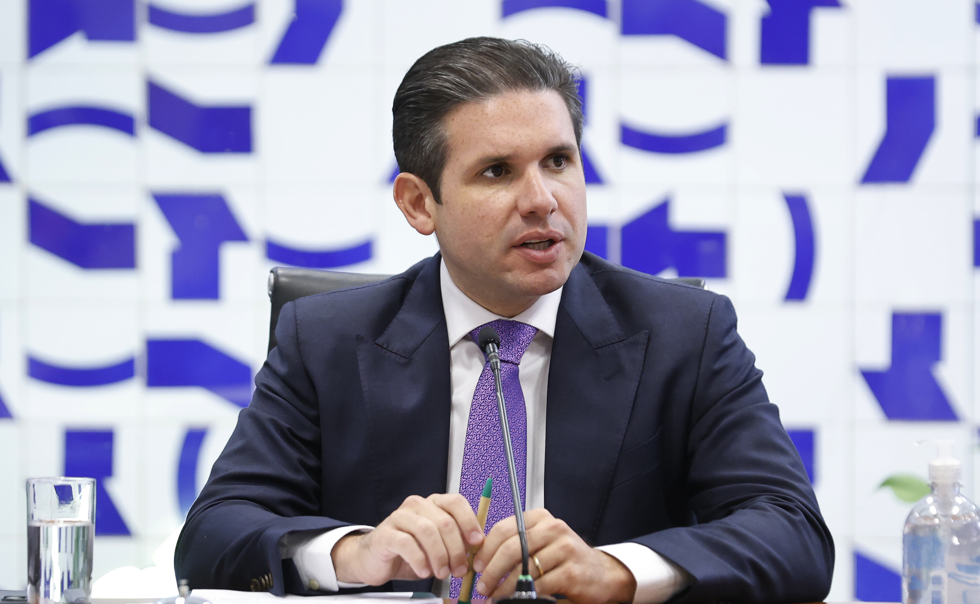 Presidente da Câmara dos Deputados, Hugo Motta, durante a reunião do Colégio de Líderes, nesta terça (12)